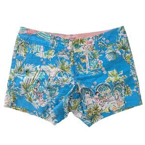 Lilly Pulitzer Originals Jungle Glam Toile Blue Pink Callahan Shorts Size 4